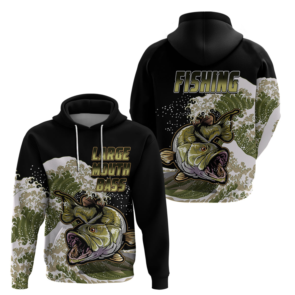 Largemouth Bass Fishing Gold Hoodie - Wonder Print Shop