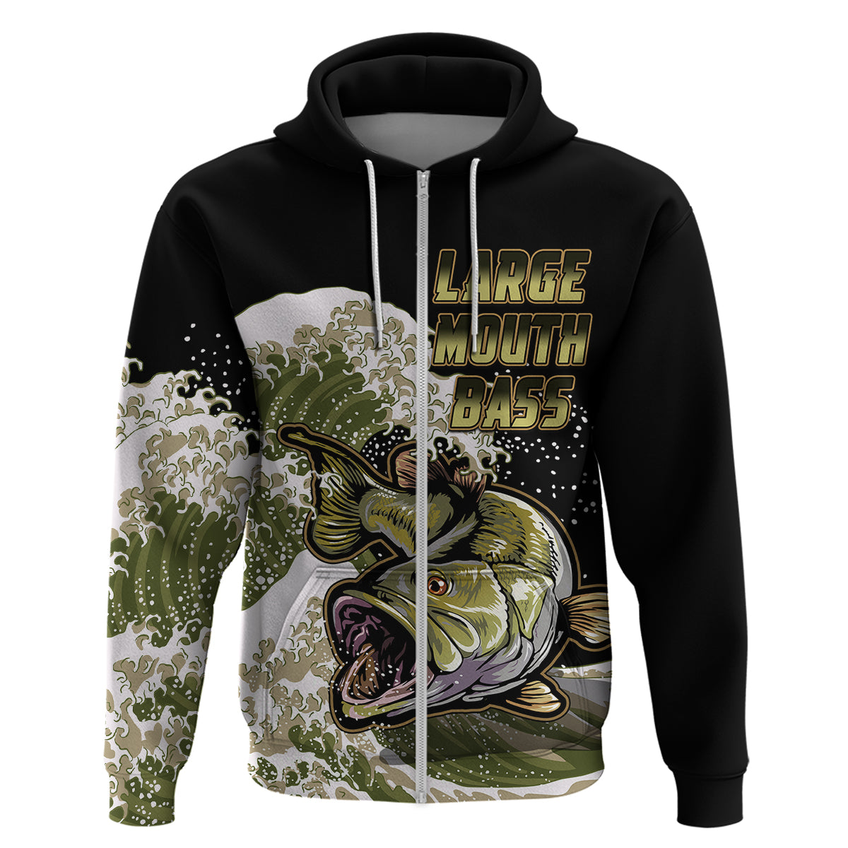 Largemouth Bass Fishing Gold Hoodie - Wonder Print Shop