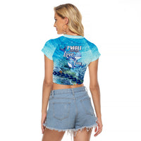 Mother and Baby Whale Mix Polynesian Style Raglan Cropped T Shirt TS07 - Wonder Print Shop