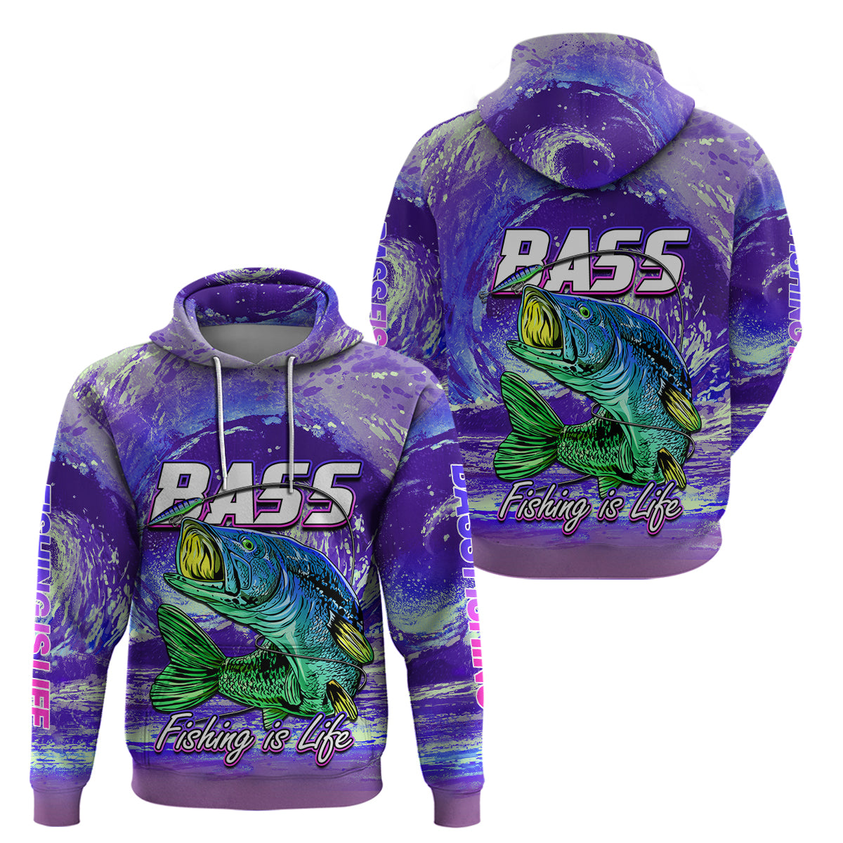 Bass Fishing is Life Hook Sport Largemouth Purple Hoodie - Wonder Print Shop