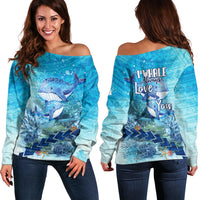 Mother and Baby Whale Mix Polynesian Style Off Shoulder Sweater TS07 - Wonder Print Shop