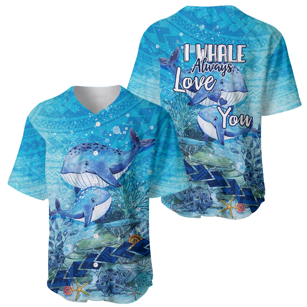 Mother and Baby Whale Mix Polynesian Style Baseball Jersey TS07 - Wonder Print Shop