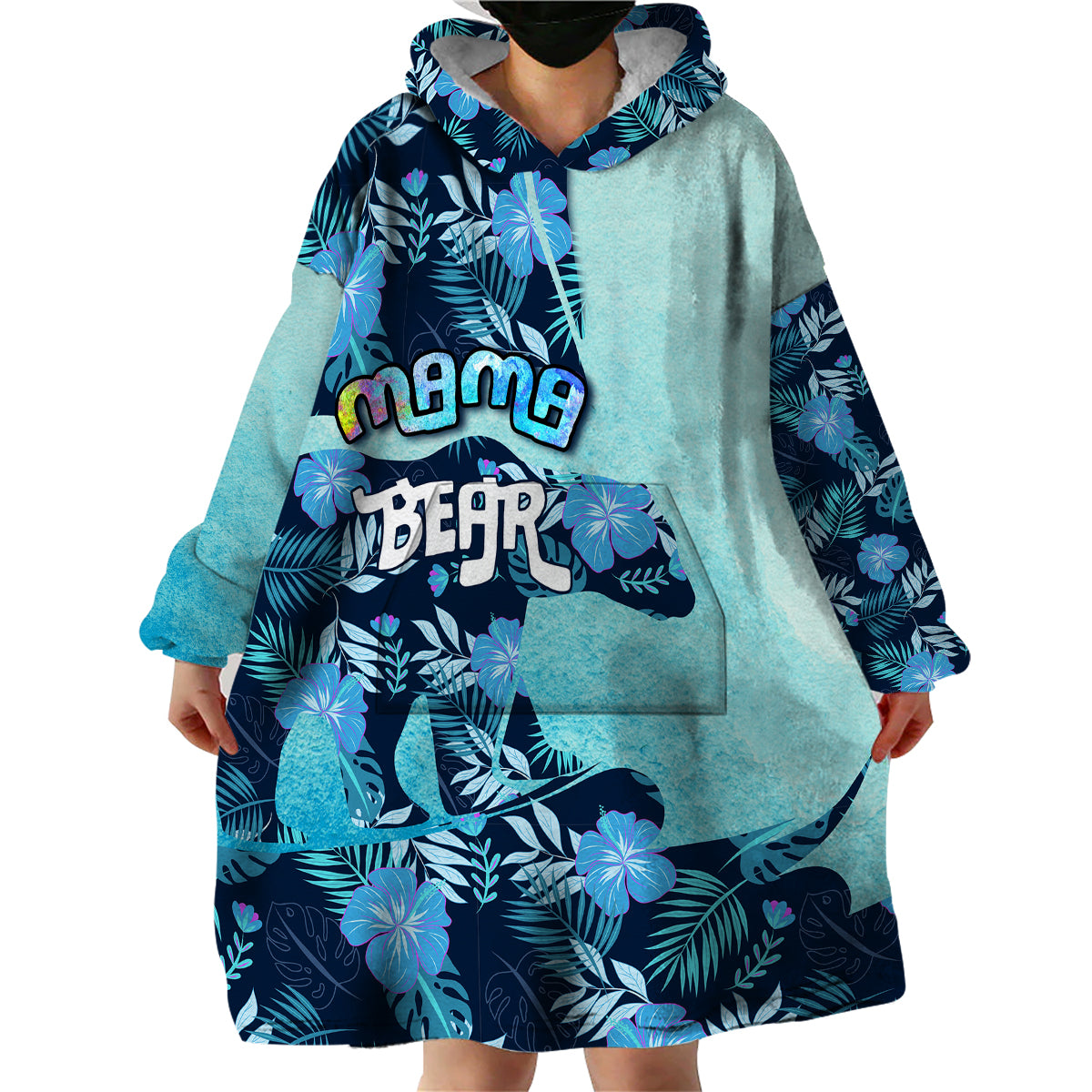 Mother's Day Floral Mama Bear Wearable Blanket Hoodie TS07 - Wonder Print Shop