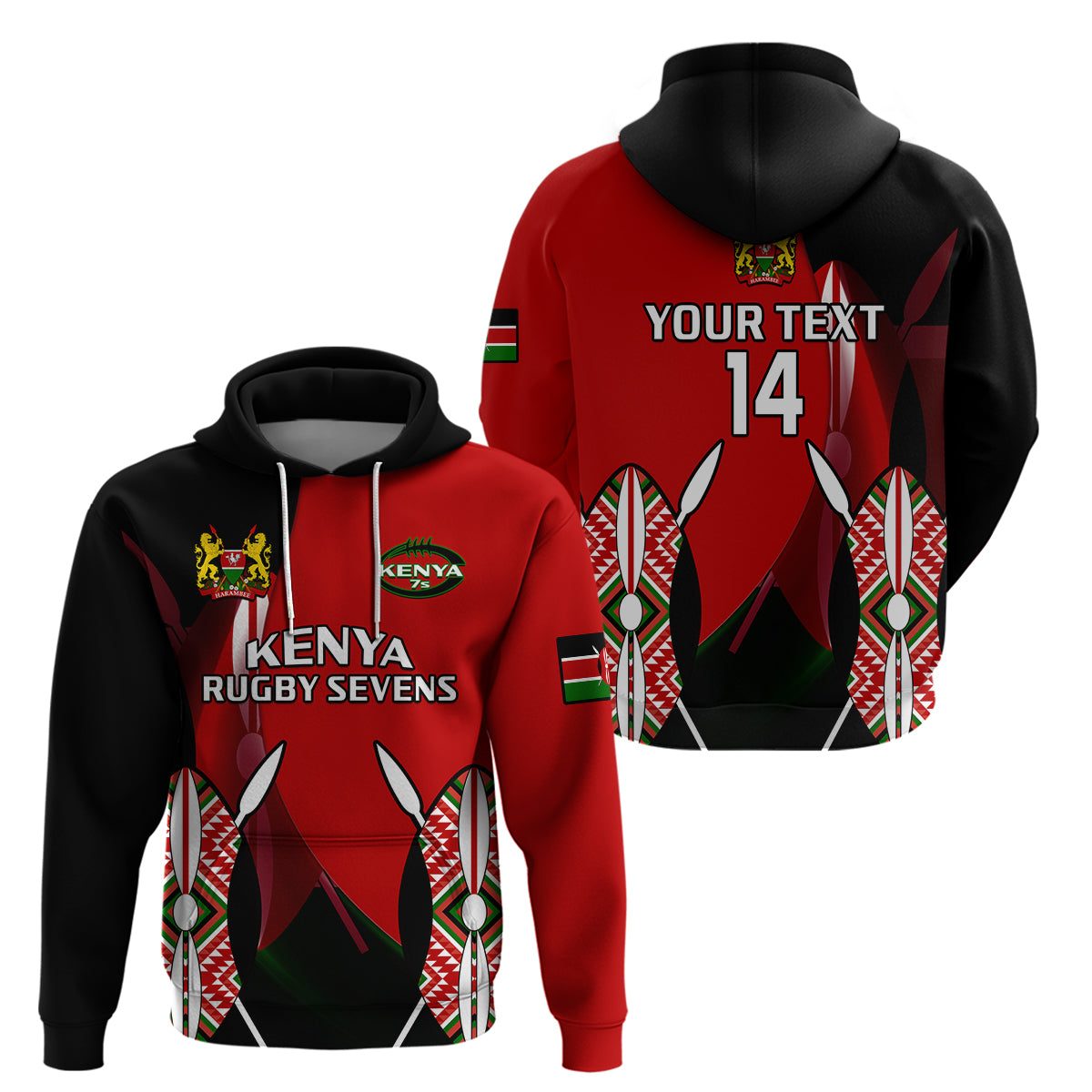 Custom Kenya Rugby Sevens Sporty Version Hoodie - Wonder Print Shop