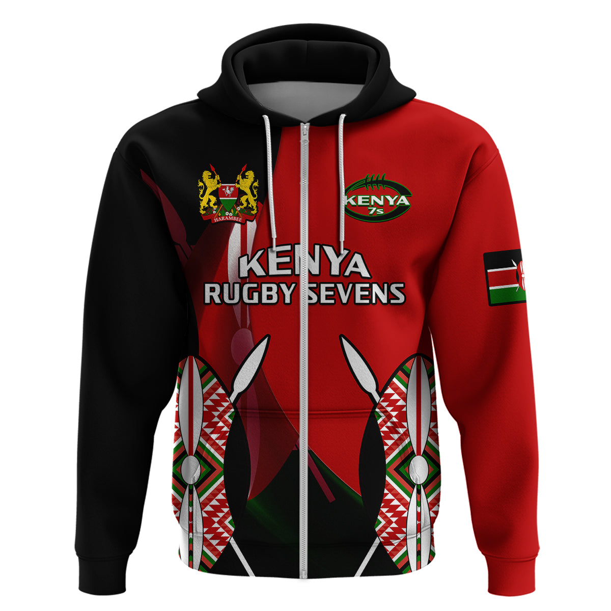 Custom Kenya Rugby Sevens Sporty Version Hoodie - Wonder Print Shop