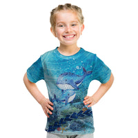 Mother and Baby Whale Mix Polynesian Style Kid T Shirt TS07 - Wonder Print Shop