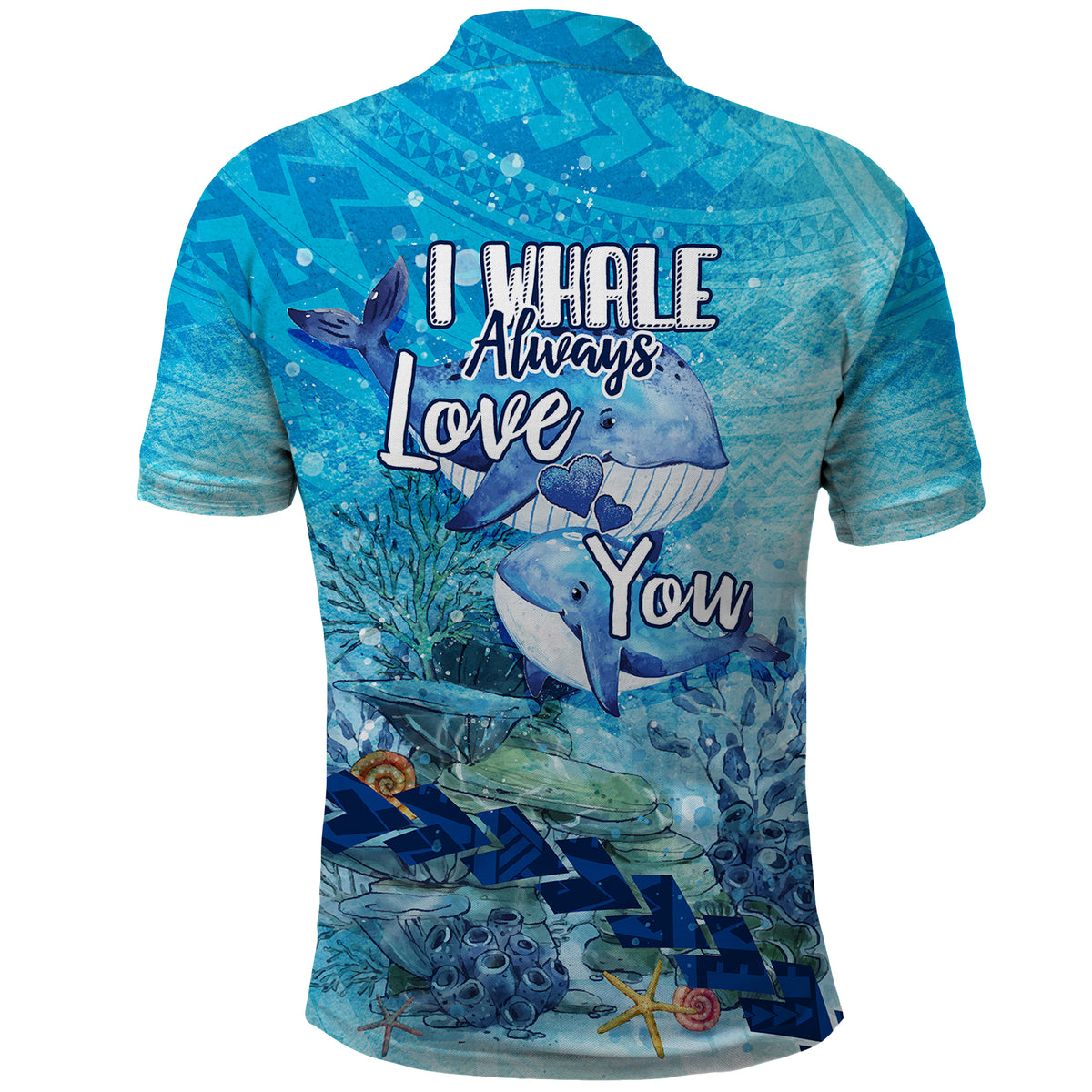 Mother and Baby Whale Mix Polynesian Style Polo Shirt TS07 - Wonder Print Shop