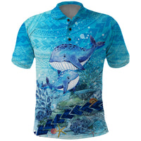 Mother and Baby Whale Mix Polynesian Style Polo Shirt TS07 - Wonder Print Shop