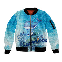 Mother and Baby Whale Mix Polynesian Style Sleeve Zip Bomber Jacket TS07 - Wonder Print Shop