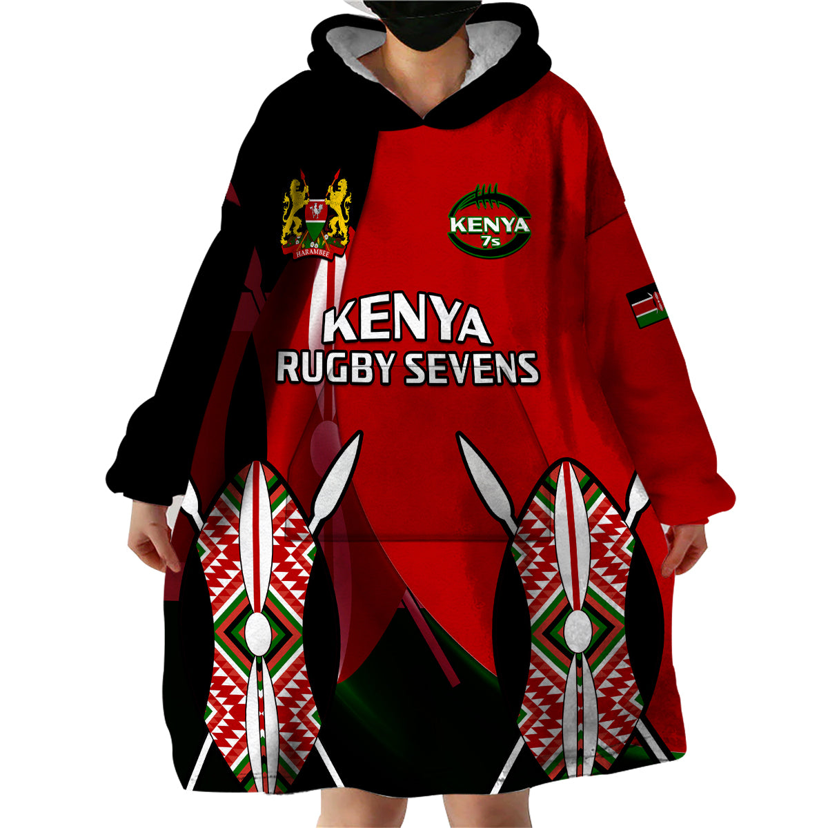 Kenya Rugby Sevens Sporty Version Wearable Blanket Hoodie - Wonder Print Shop