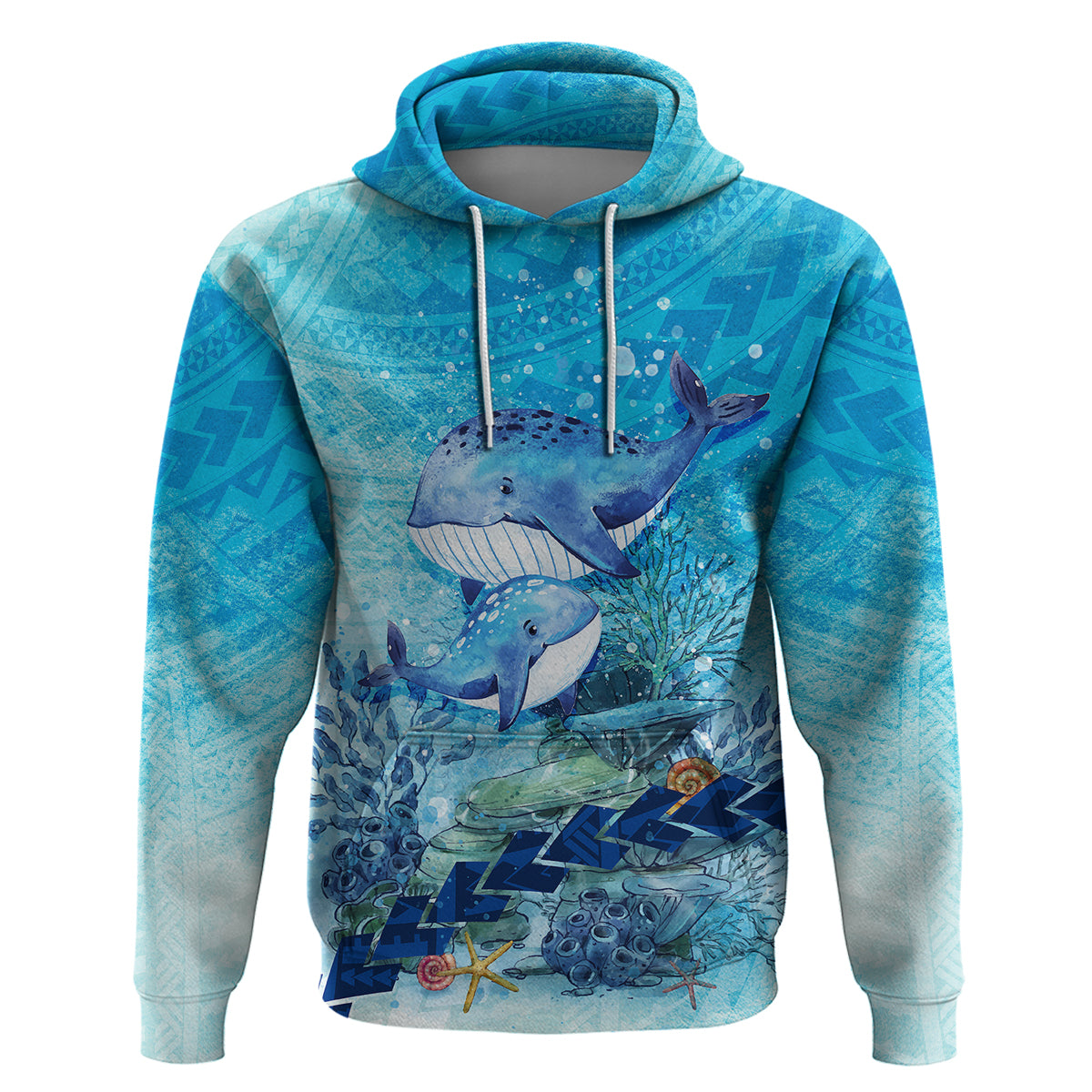 Mother and Baby Whale Mix Polynesian Style Hoodie TS07 - Wonder Print Shop
