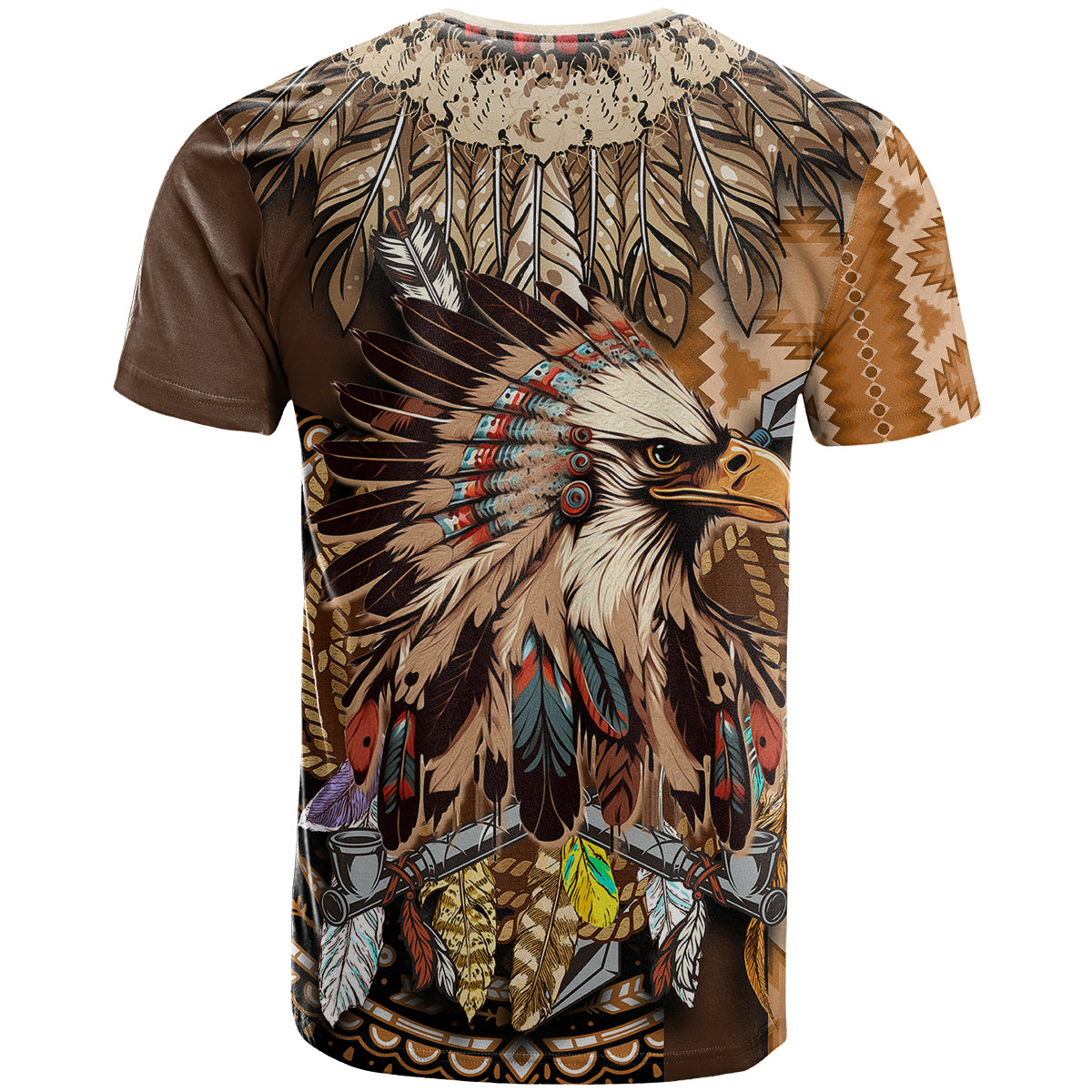 Native American Eagle Warrior Headdress Feathers T Shirt - Wonder Print Shop