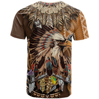 Native American Eagle Warrior Headdress Feathers T Shirt - Wonder Print Shop