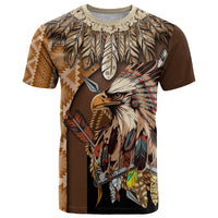 Native American Eagle Warrior Headdress Feathers T Shirt - Wonder Print Shop