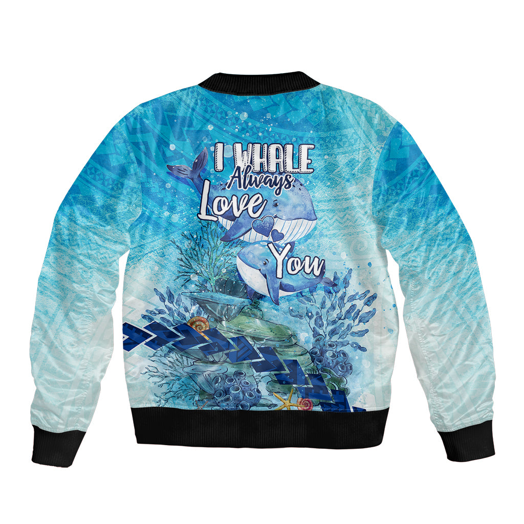 Mother and Baby Whale Mix Polynesian Style Bomber Jacket TS07 - Wonder Print Shop