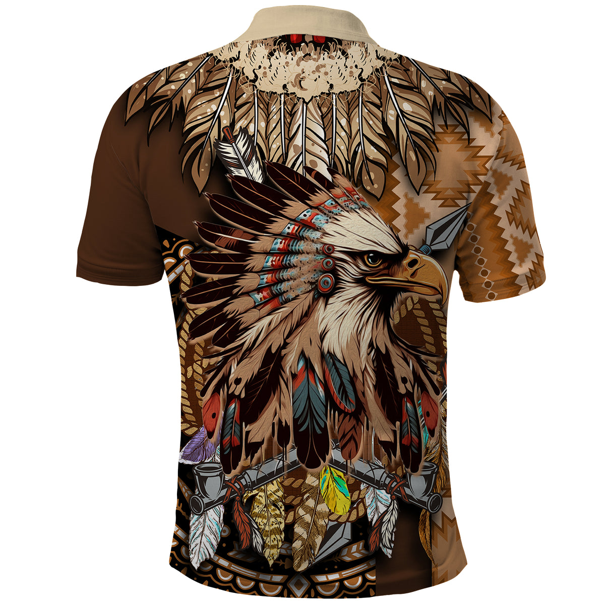 Native American Eagle Warrior Headdress Feathers Polo Shirt - Wonder Print Shop