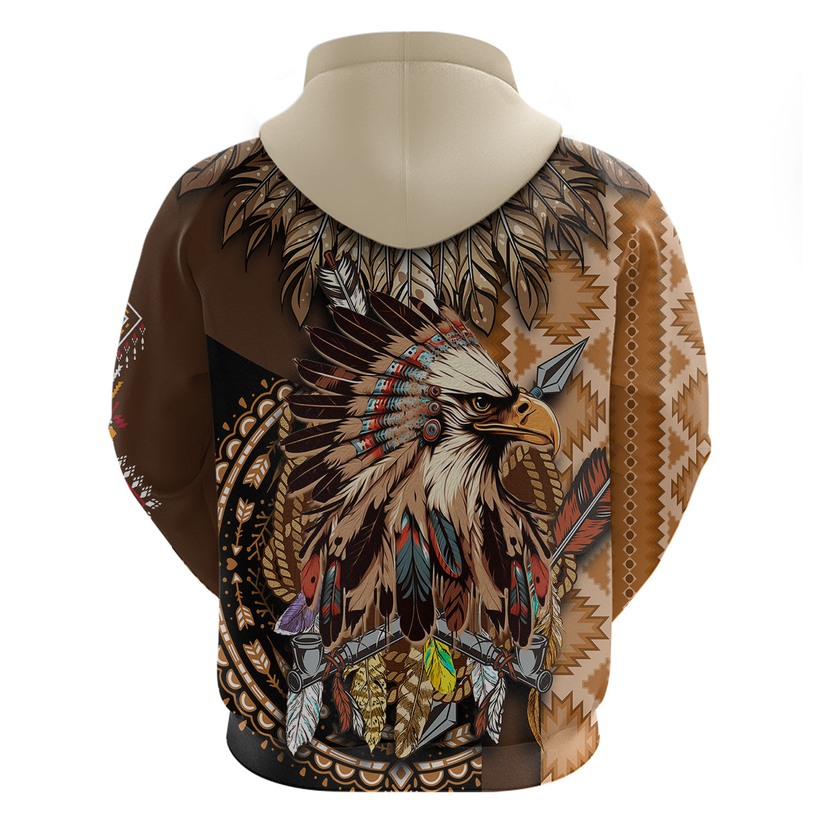 Native American Eagle Warrior Headdress Feathers Hoodie - Wonder Print Shop