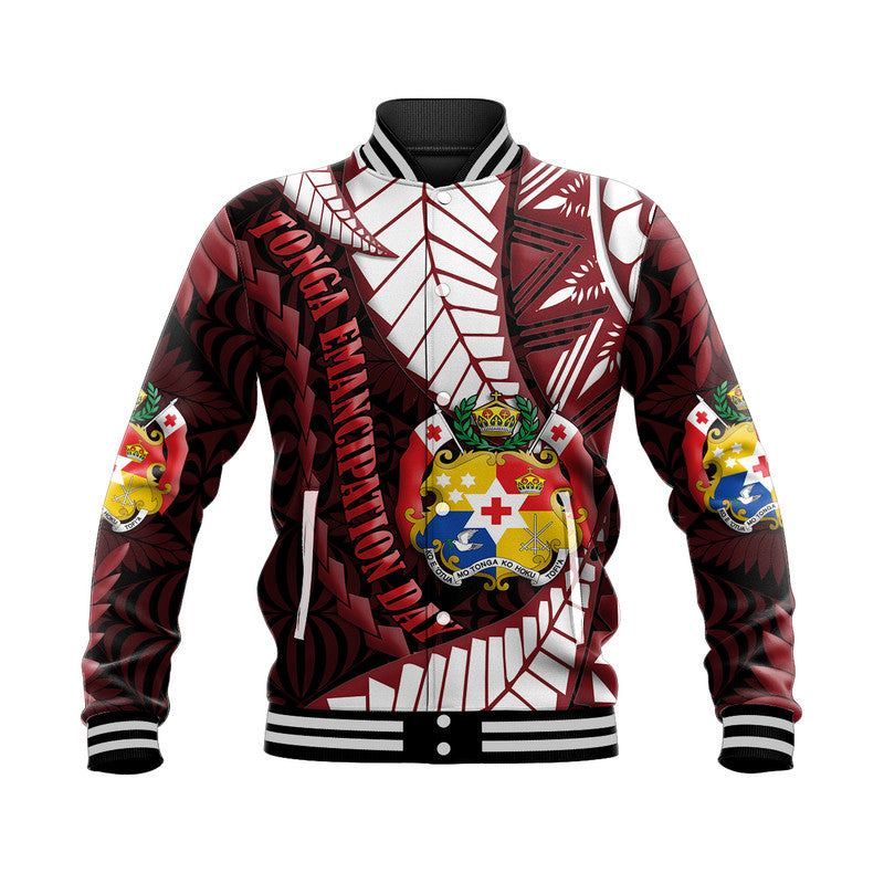 Tonga Emancipation Day Baseball Jacket Kupesi Pattern No.2 Black LT9 - Wonder Print Shop