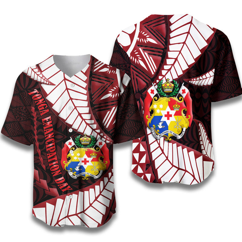 Tonga Emancipation Day Baseball Jersey Kupesi Pattern No.2 Black LT9 - Wonder Print Shop