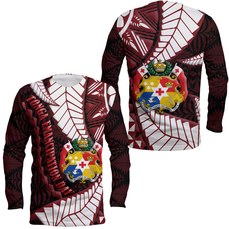 Tonga Emancipation Day Long Sleeve Shirt Kupesi Pattern No.2 Black - Wonder Print Shop