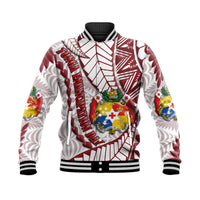 Tonga Emancipation Day Baseball Jacket Kupesi Pattern No.2 White LT9 - Wonder Print Shop