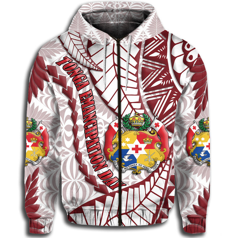 Tonga Emancipation Day Hoodie Kupesi Pattern No.2 White - Wonder Print Shop