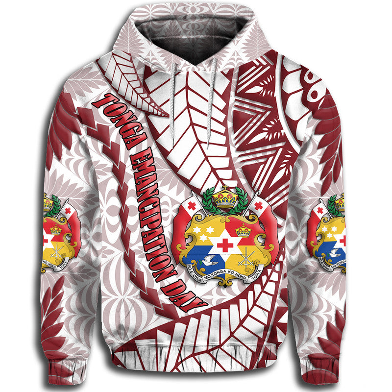 Tonga Emancipation Day Hoodie Kupesi Pattern No.2 White - Wonder Print Shop
