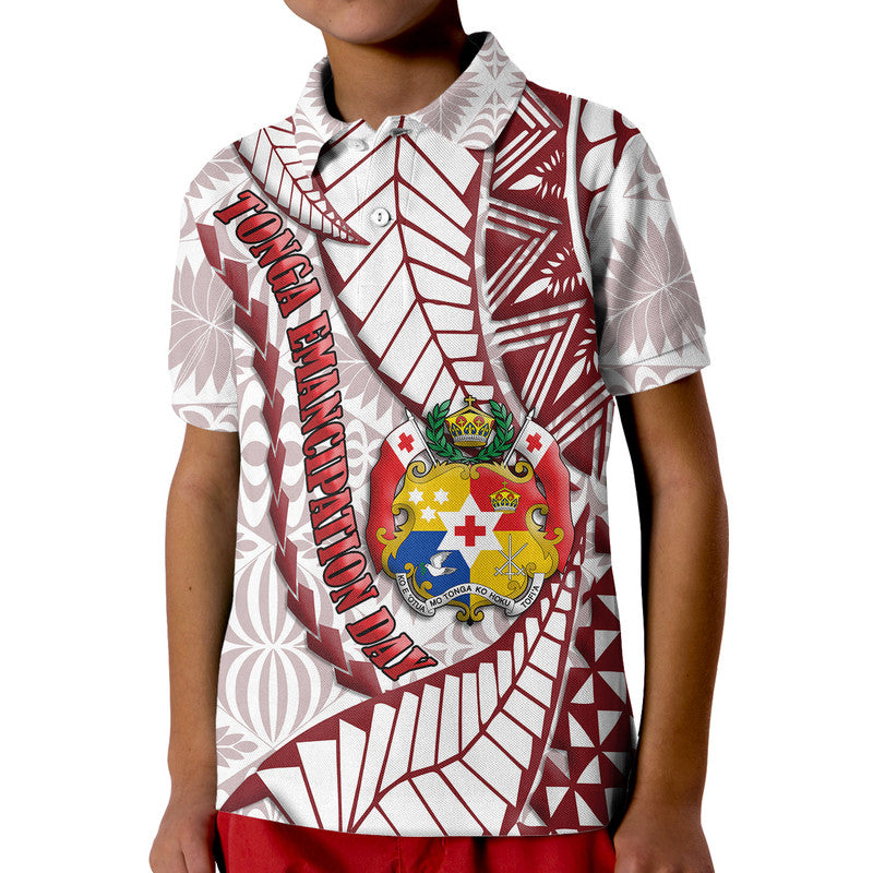 Tonga Polo Shirt Emancipation Day Kupesi Pattern No.2 White - Wonder Print Shop