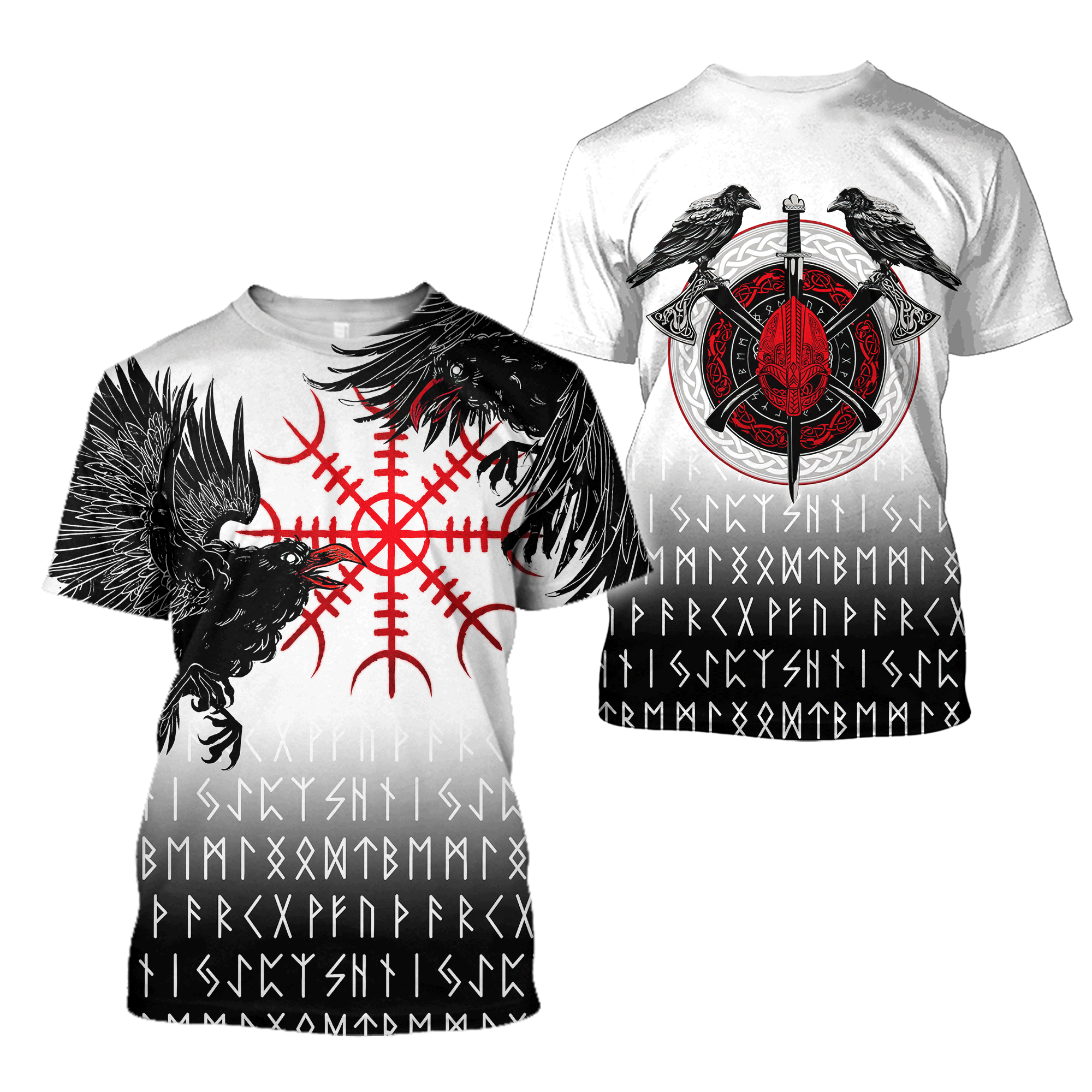 Viking Clothing Raven Tattoo Viking T Shirt RLT12 - Wonder Print Shop
