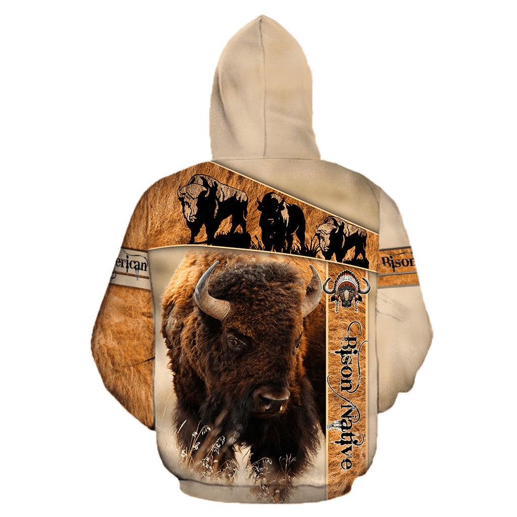 Bison Native American 3D All Over Printed Hoodie Unisex - Wonder Print Shop