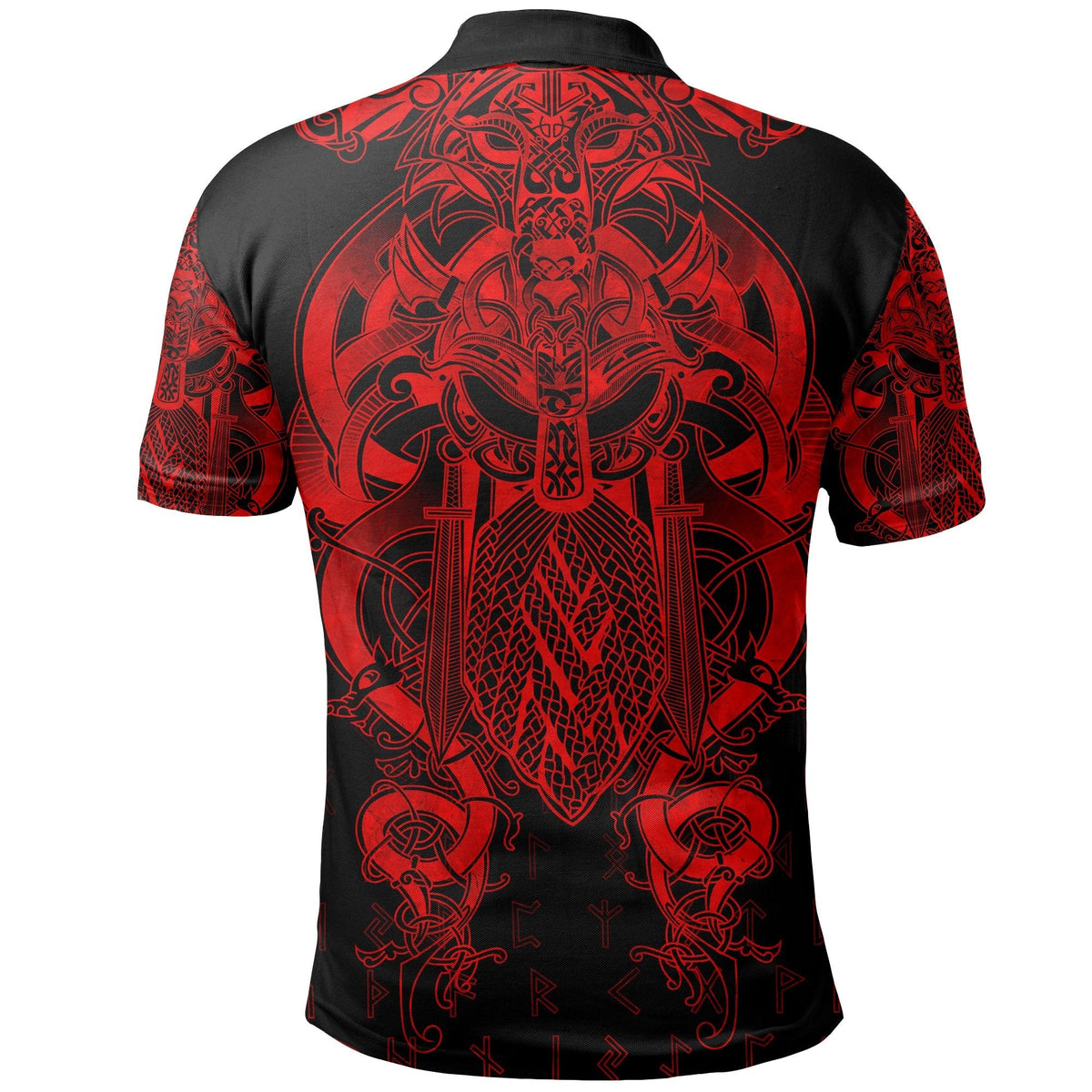 Viking Fenrir and Tyr Tattoo Polo Shirt Red Version RLT12 - Wonder Print Shop