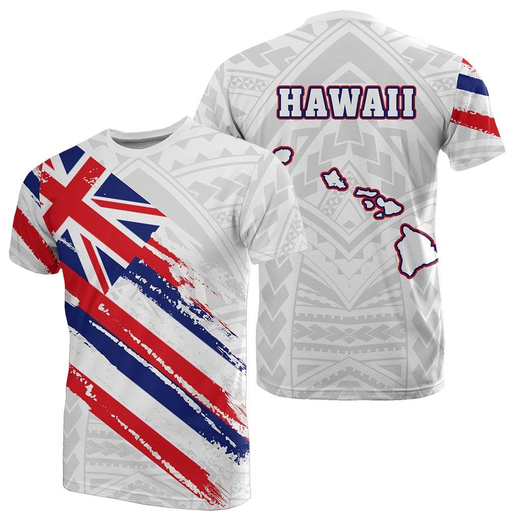 Hawaii Flag Polynesian T Shirt White - Wonder Print Shop