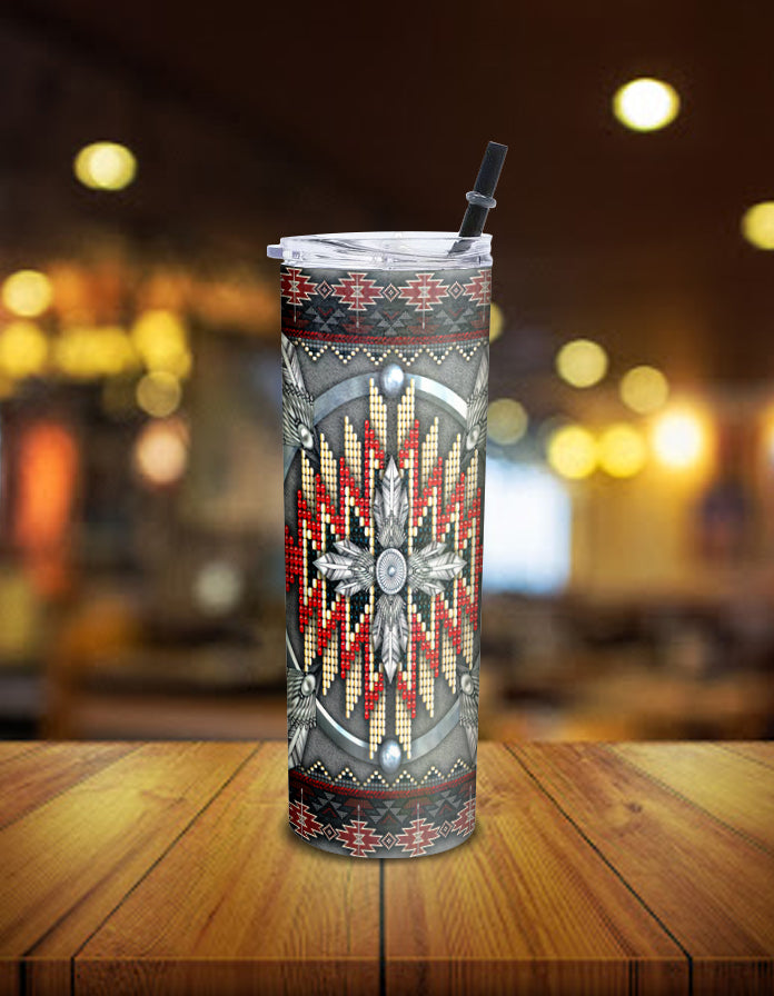 Naumaddic Arts Gray Native American Skinny Tumbler LT10 - Wonder Print Shop