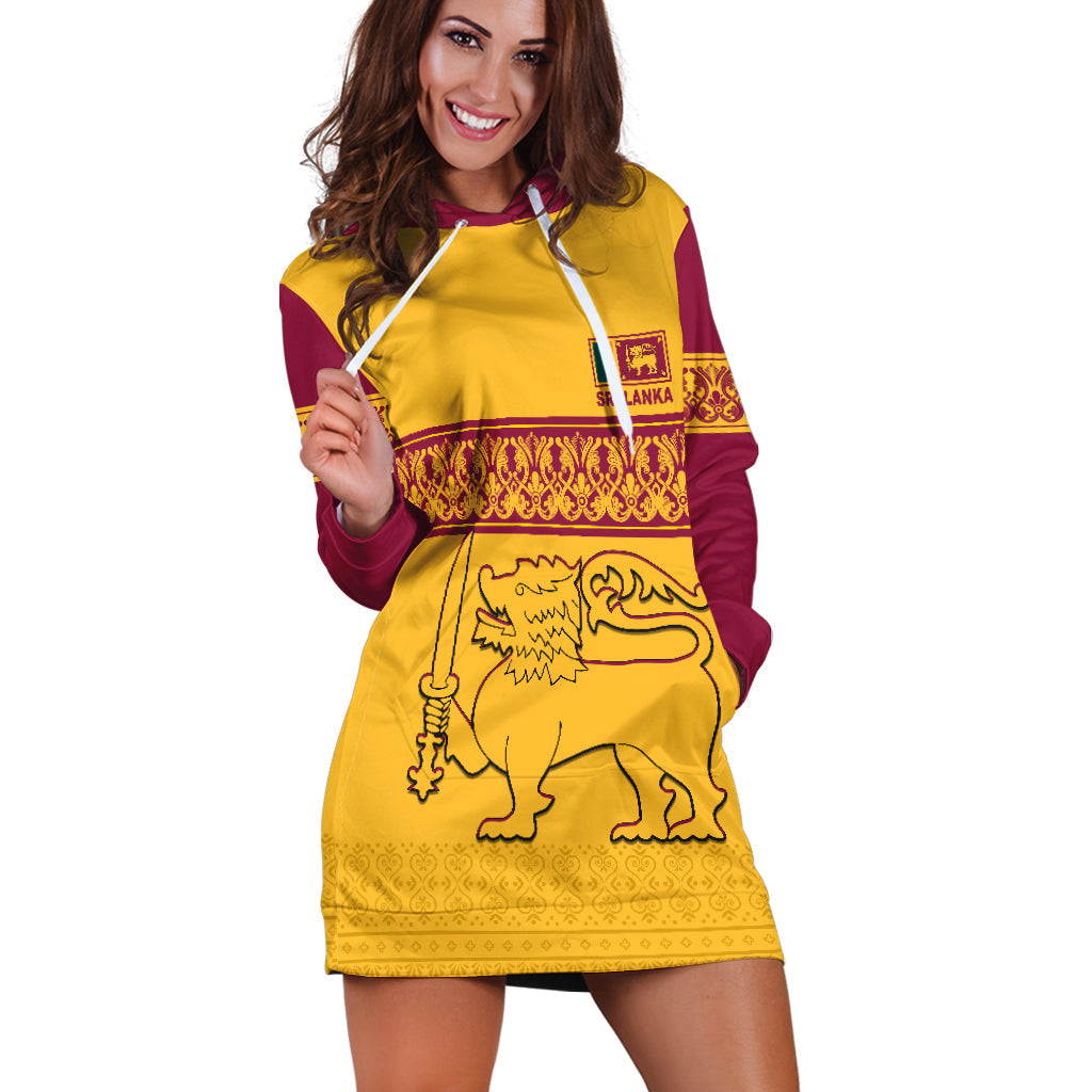 Sri Lanka Hoodie Dress Traditional Pattern and Lion Flag LT13 - Wonder Print Shop