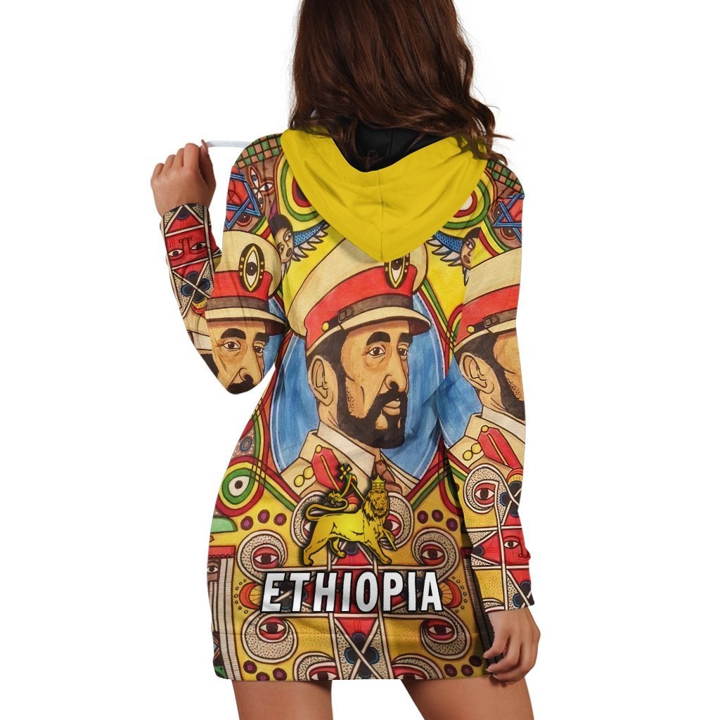 Ethiopia Hoodie Dress Haile Selassie I LT13 - Wonder Print Shop