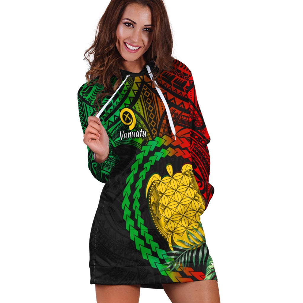(Custom Personalised) Vanuatu Heart Polynesian Hoodie Dress Turtle Sand Drawings LT13 - Wonder Print Shop