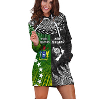Cook Islands Pattern and New Zealand Kiwi Hoodie Dress LT13 - Wonder Print Shop