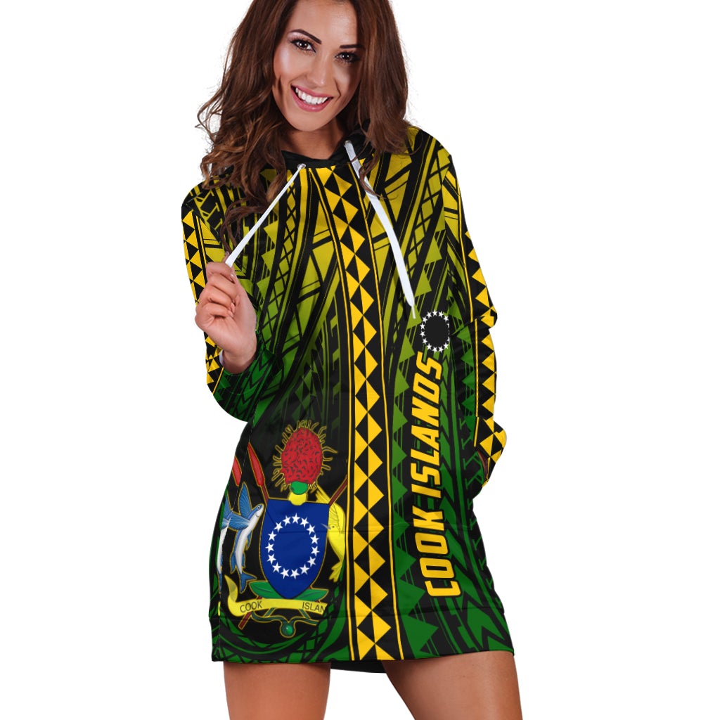 Cook Islands Hoodie Dress Polynesian Pattern Stars LT13 - Wonder Print Shop
