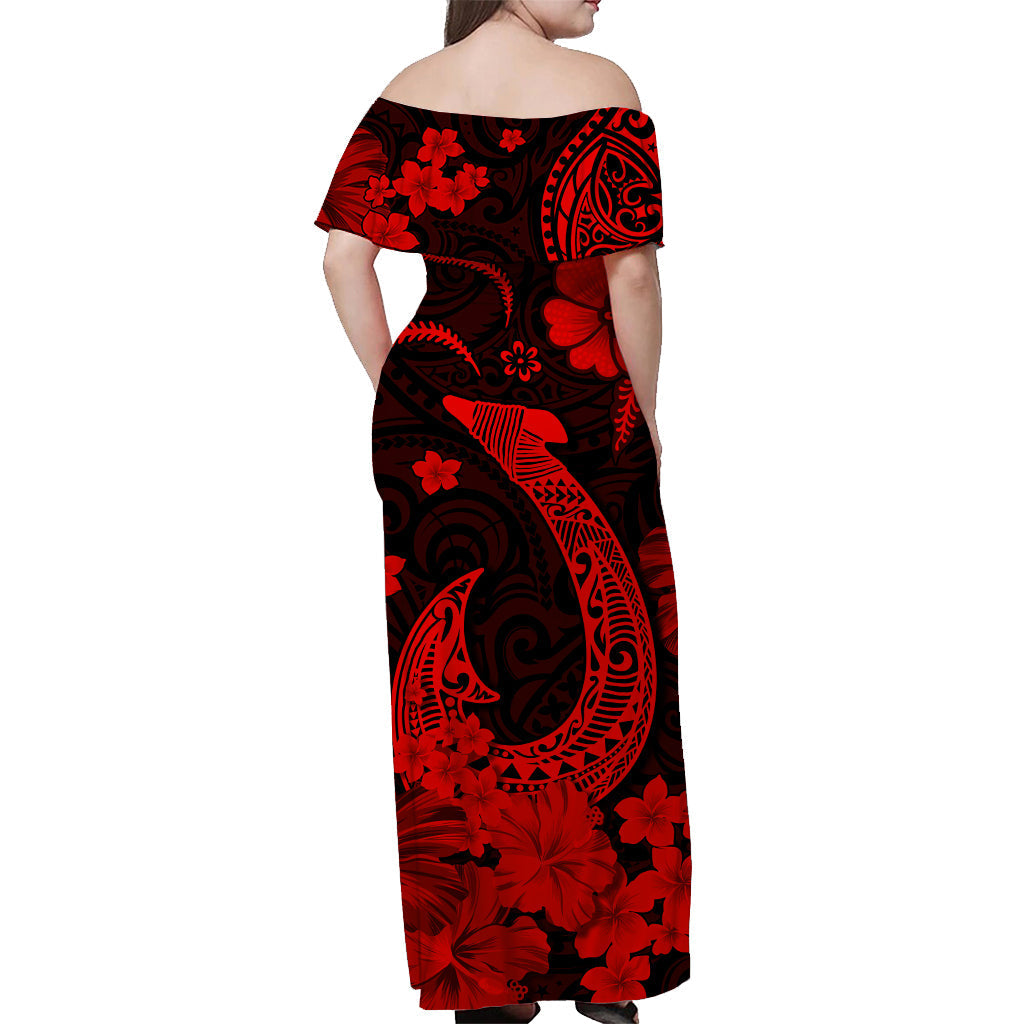 hawaii-off-shoulder-long-dress-polynesia-red-fish-hook