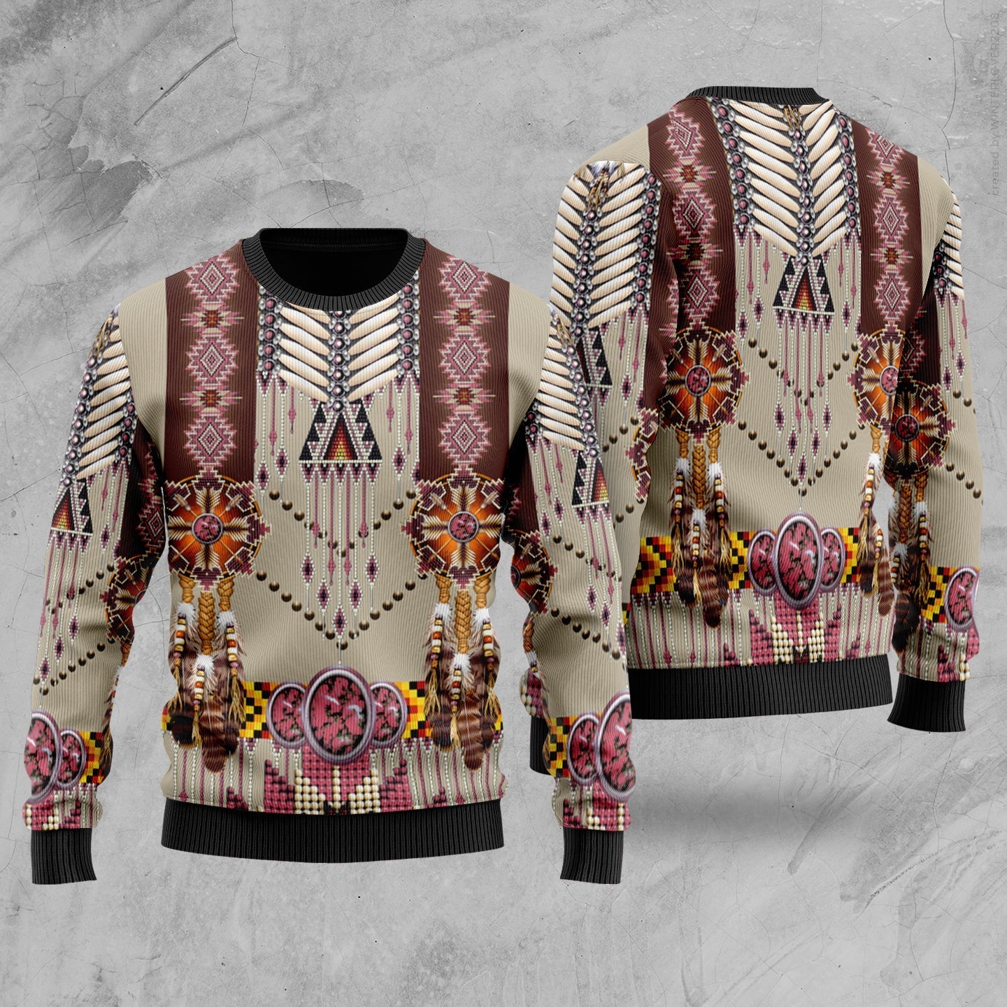 Native American Pink Pattern Breastplate Sweater LT10 - Wonder Print Shop