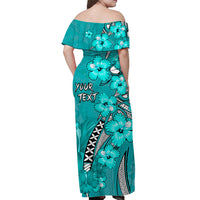 Personalised Hawaii Matching Hawaiian Shirt And Dress Polynesia Turquoise Hibiscus and Map Mystical LT13 - Wonder Print Shop