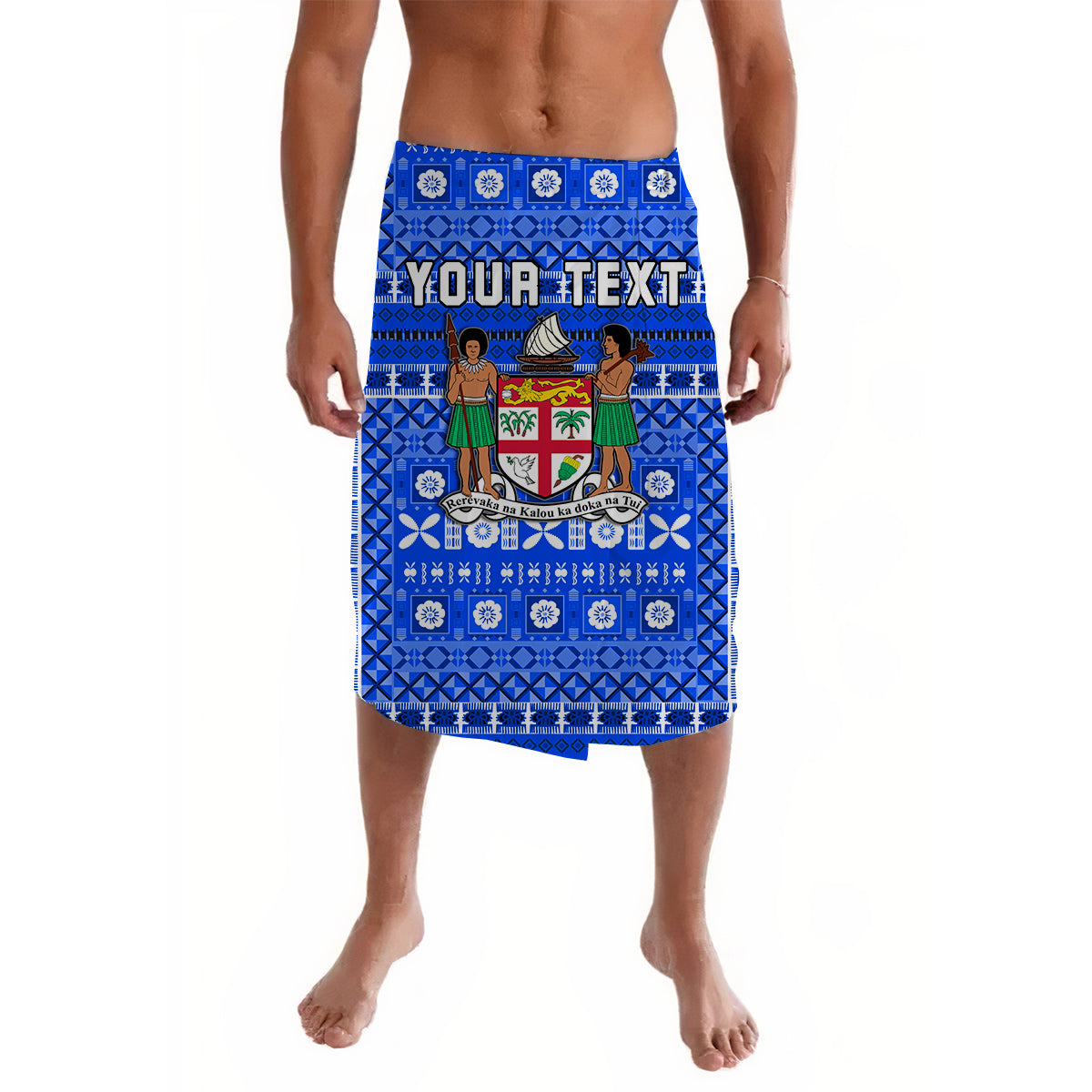 Custom Personalised Fiji Lavalava Blue Tapa Pattern Ver.02 LT13 - Wonder Print Shop