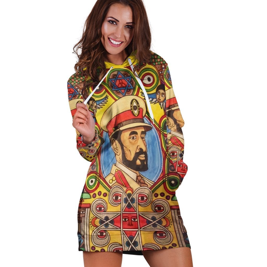 Ethiopia Hoodie Dress Haile Selassie I LT13 - Wonder Print Shop