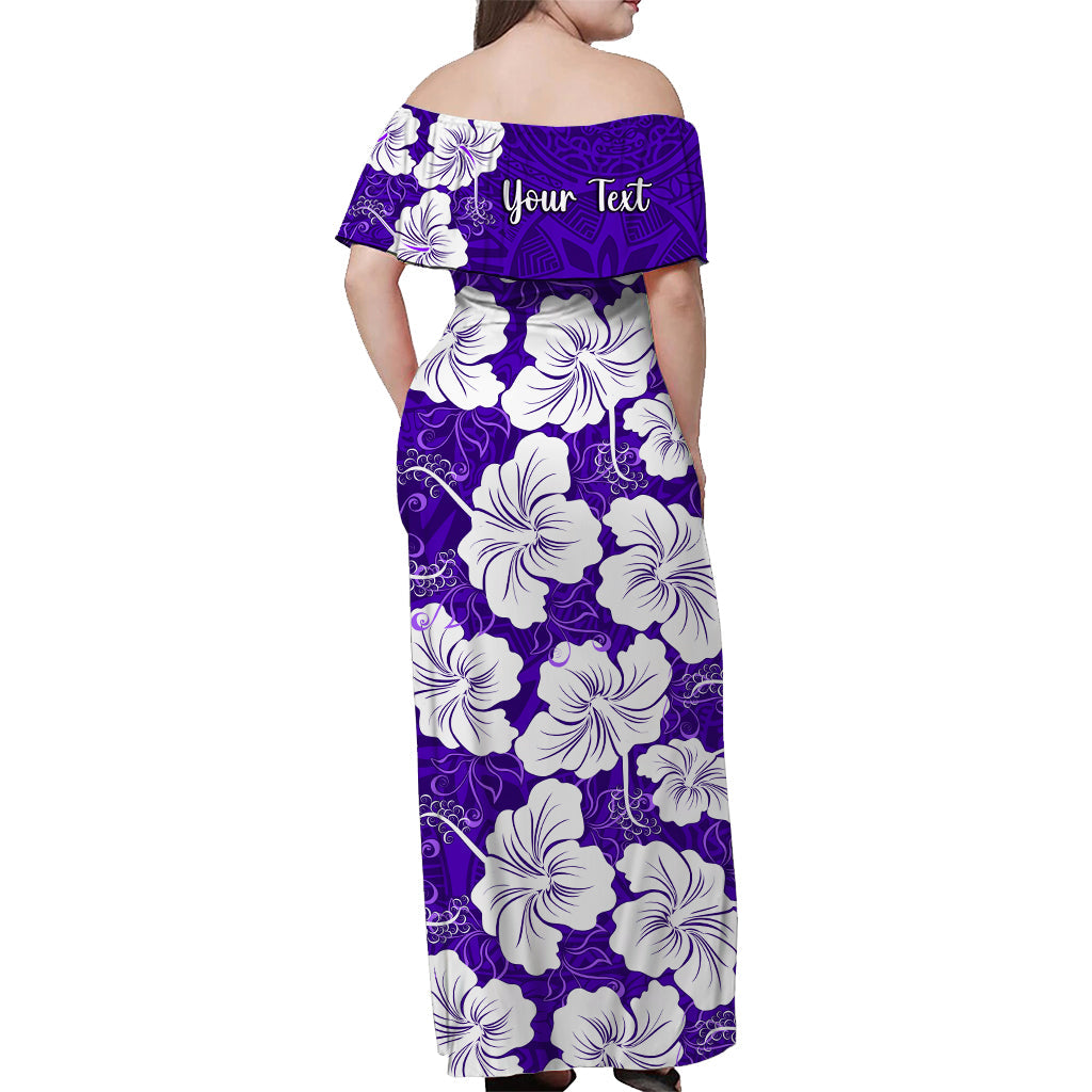 custom-personalised-hawaii-off-shoulder-long-dress-purple-simple-tropical-flowers