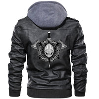 Viking Zipper Leather Jacket - Viking Weapons RLT12 - Wonder Print Shop
