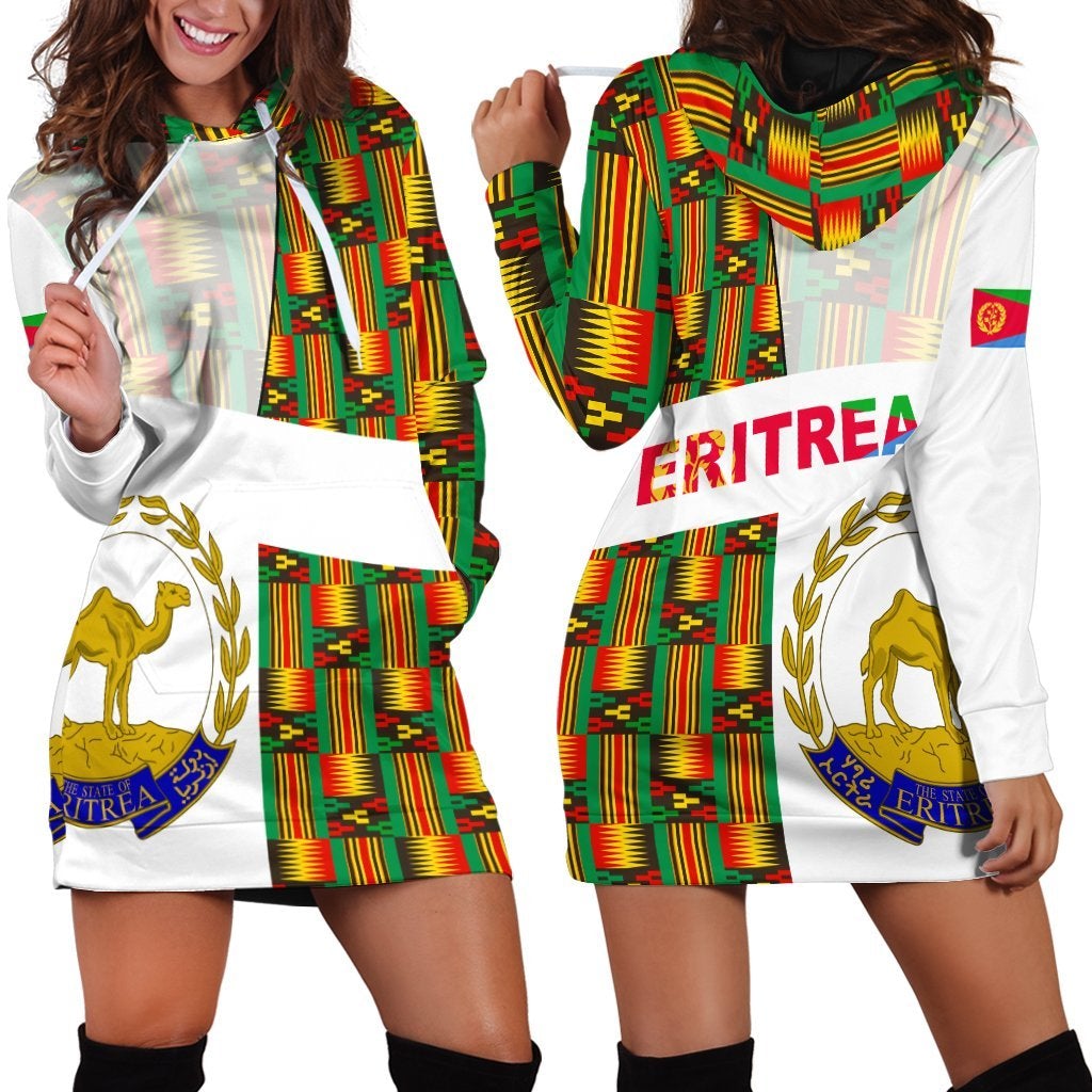 Eritrea Hoodie Dress Kente Pattern LT13 - Wonder Print Shop