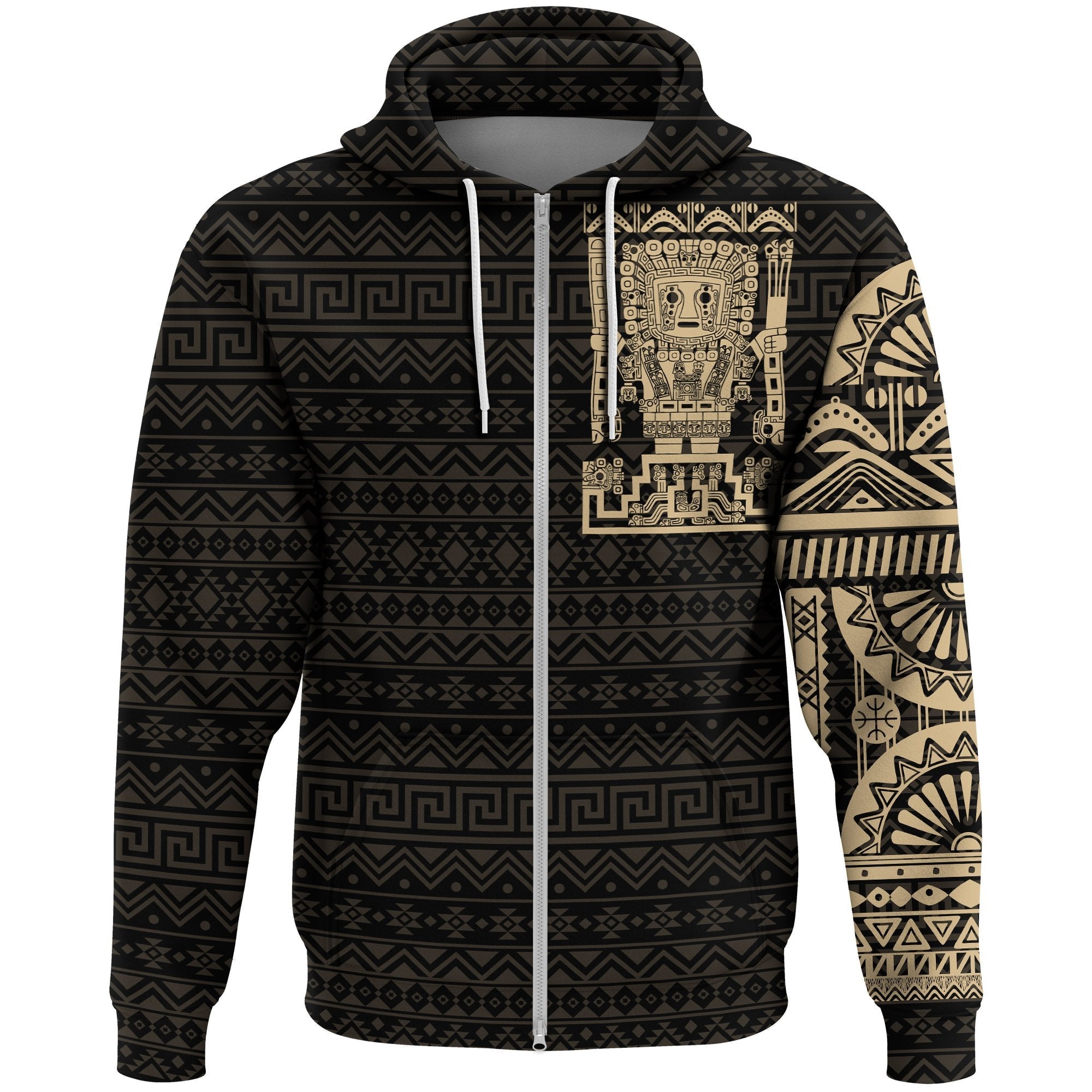 Inca Viracocha Zip Hoodie Tattoo Style - Wonder Print Shop