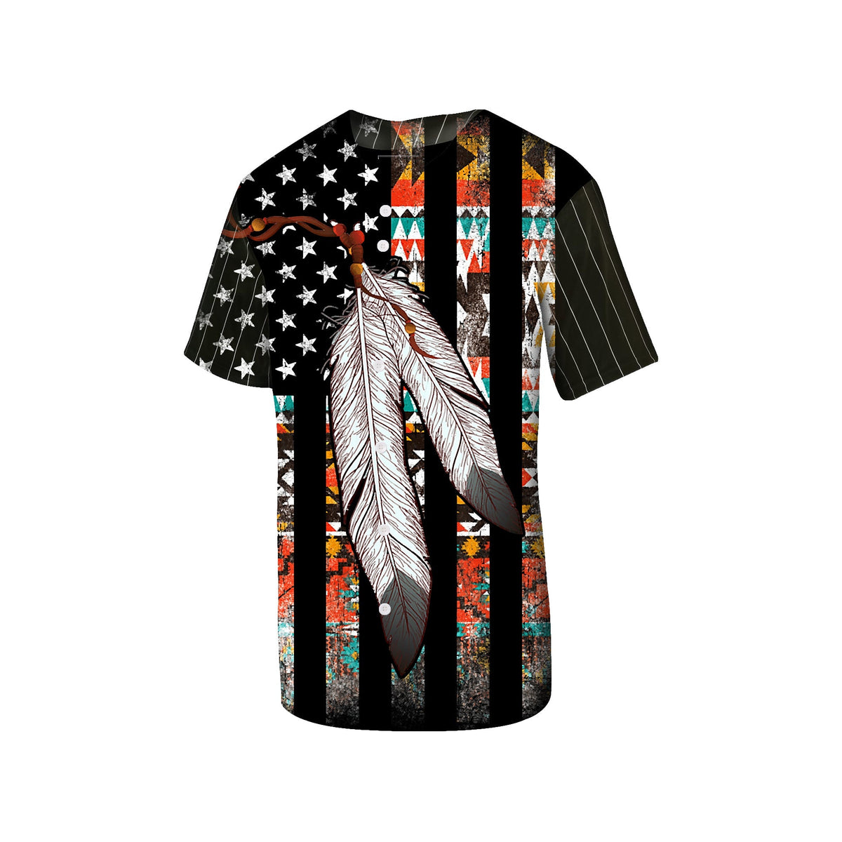 Native American Flag Feather Baseball Jersey LT10 - Wonder Print Shop