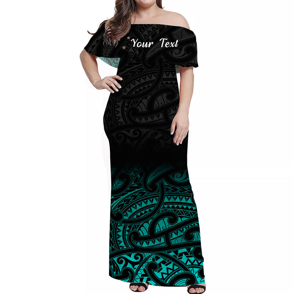 custom-personalised-new-zealand-off-shoulder-long-dress-maori-pattern-turquoise