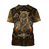 Viking Clothing Golden Huginn Tattoo T Shirt RLT12 - Wonder Print Shop